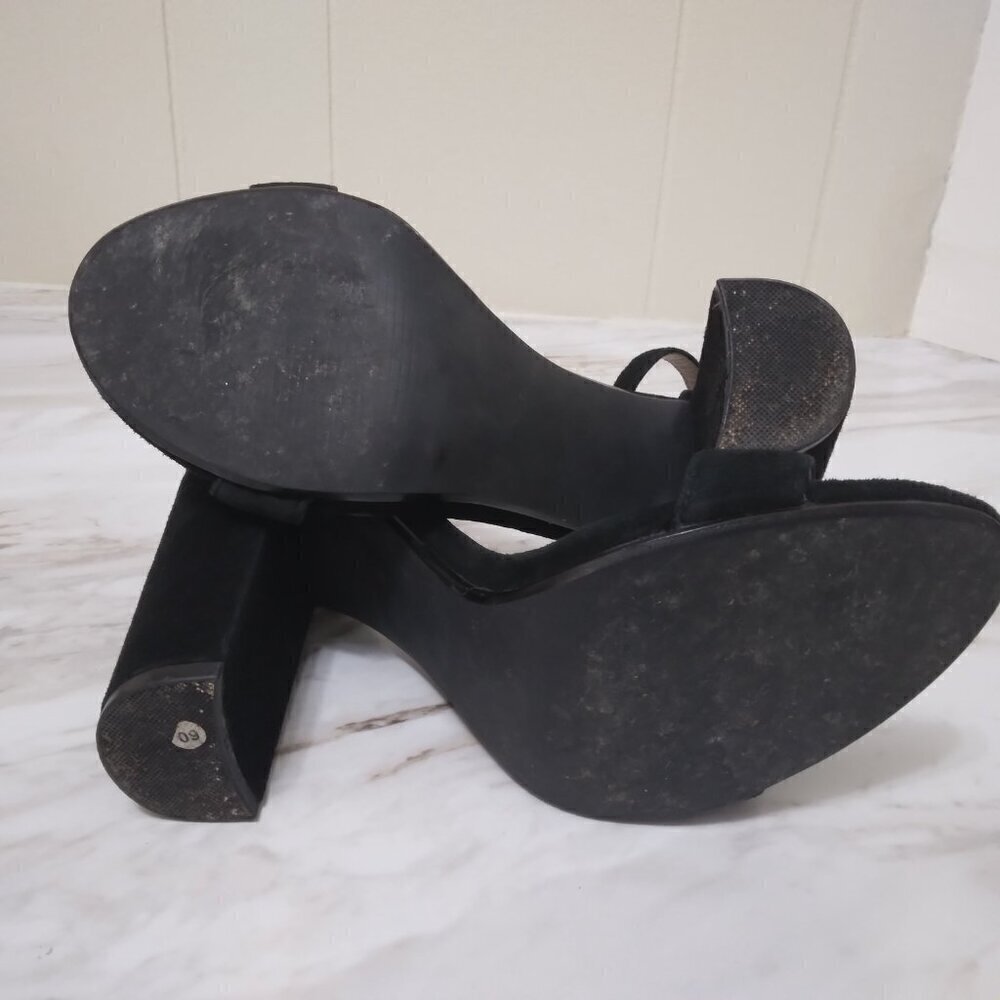 Steve Madden | Carrson Black Suede Block Heel Sandals | Size 9.5 - Picture 11 of 12